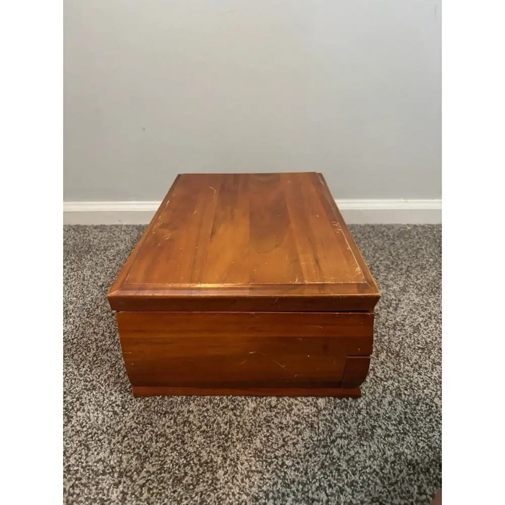 Vintage Wood SILVERWARE FLATWARE STORAGE BOX CHEST W/ DRAWER Tarnish Resistant